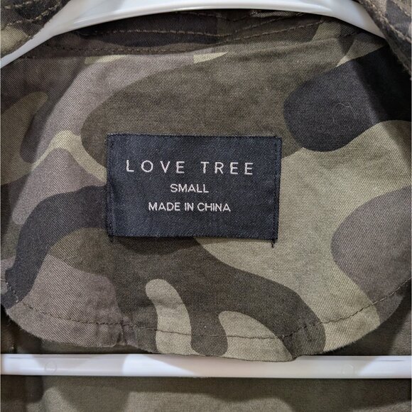 Love Tree Womens Camo Jacket Small Pockets Zip Button Lightweight Cinch Waist - Picture 8 of 13